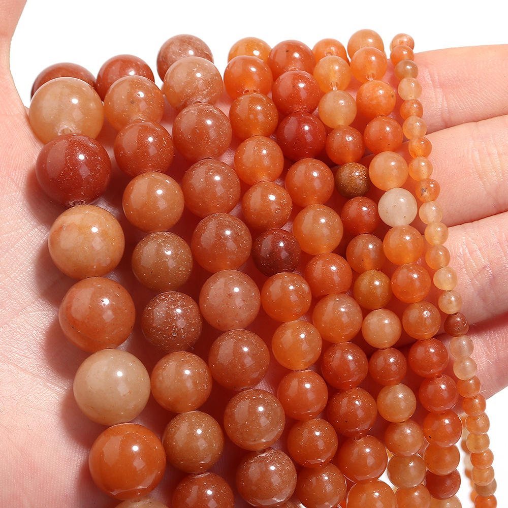 Red Aventurine round Beads AA Grade - 15.5" Strand
