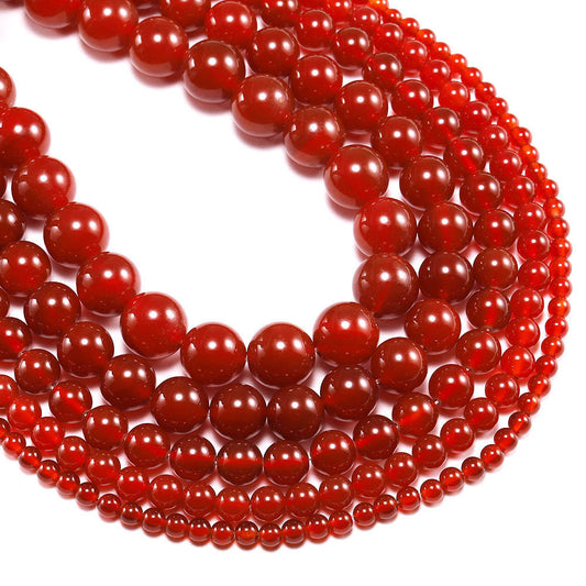 Carnelian Round beads AAA+ Grade, Deep Red - 15" Strand