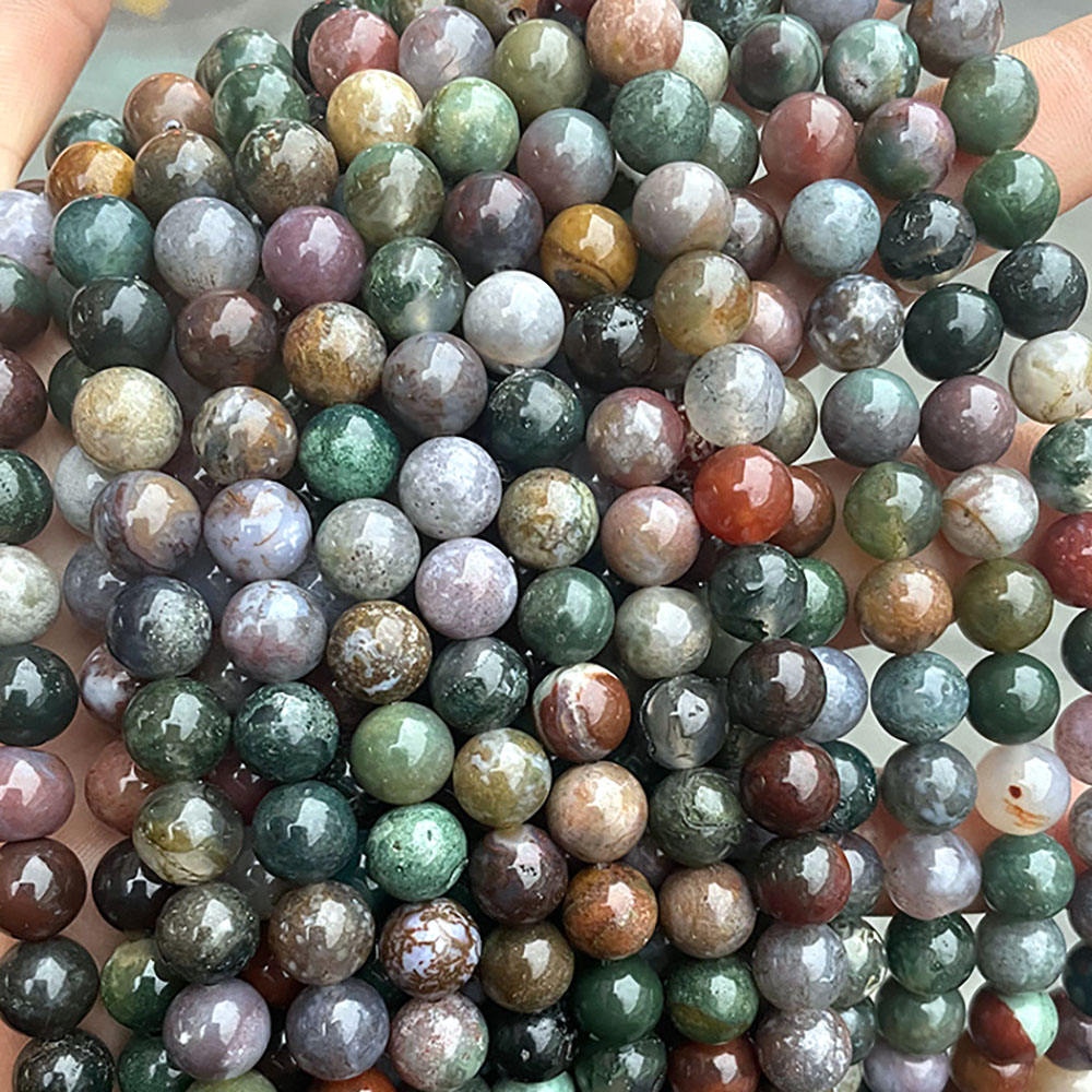 Indian Agata round Beads AA Grade - 15.5" Strand