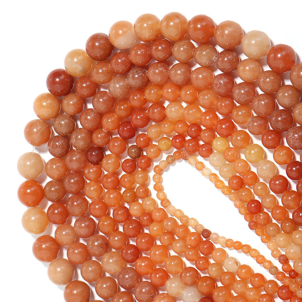 Red Aventurine round Beads AA Grade - 15.5" Strand