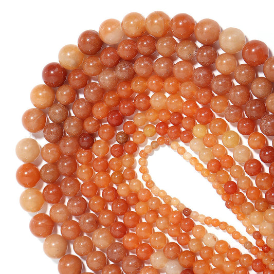 Red Aventurine round Beads AA Grade - 15.5" Strand