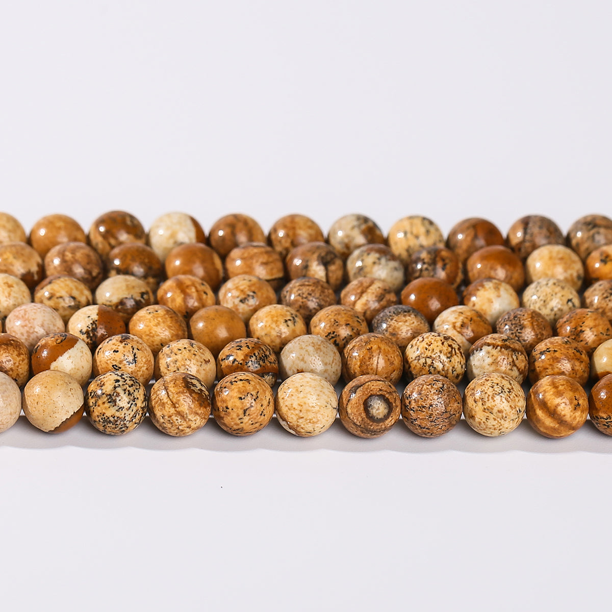 Picture Jasper Round beads AA Grade, Earthy Patterned, 15.5" Strand
