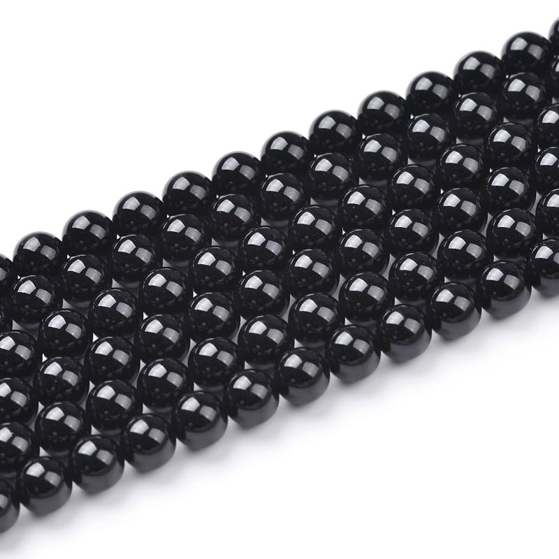 Black Onyx round beads AAA+ Grade - 15.5" Strand