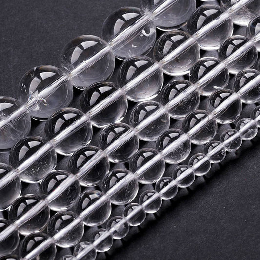 Rock Quartz Round beads AAA+ Grade - 15.5" Strand