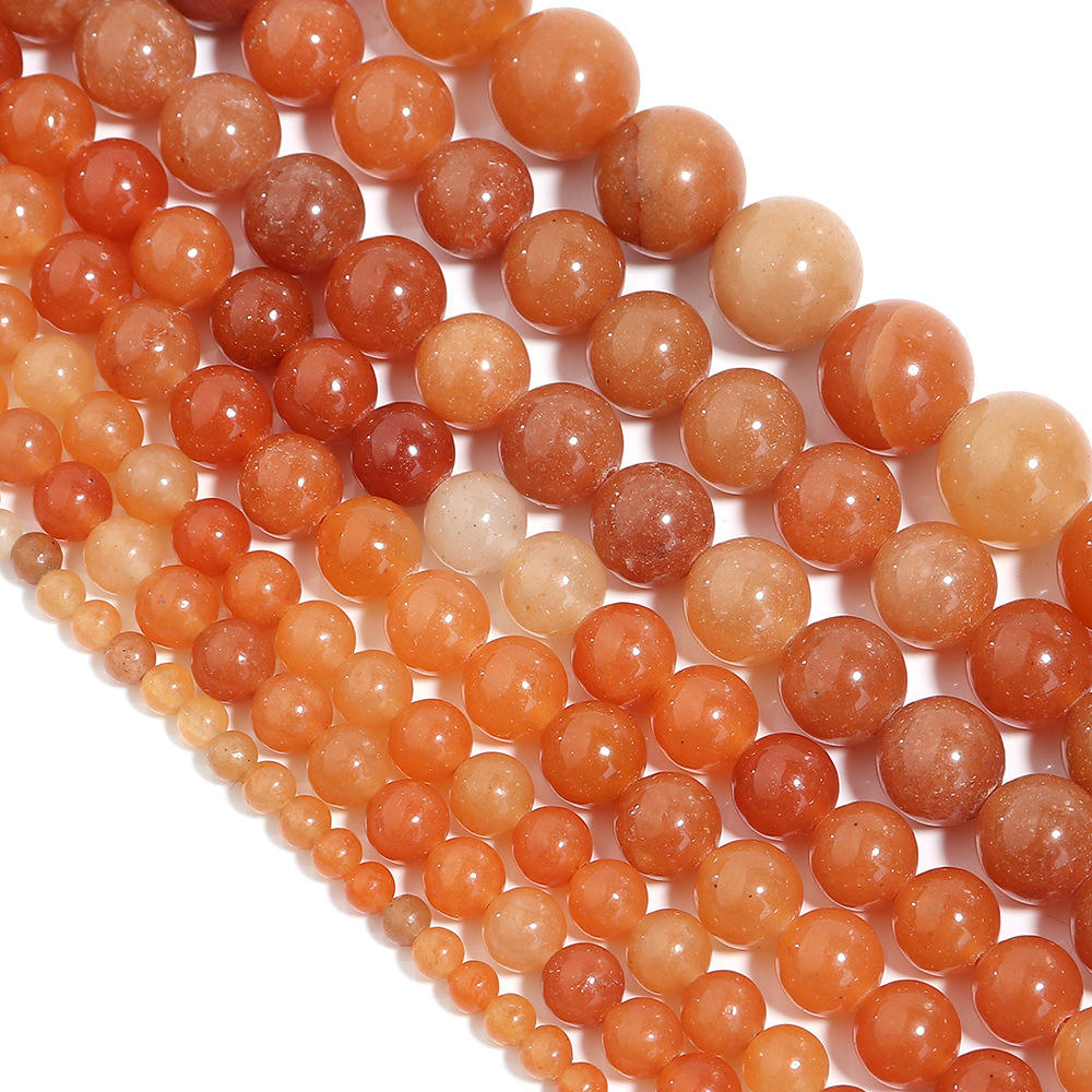 Red Aventurine round Beads AA Grade - 15.5" Strand