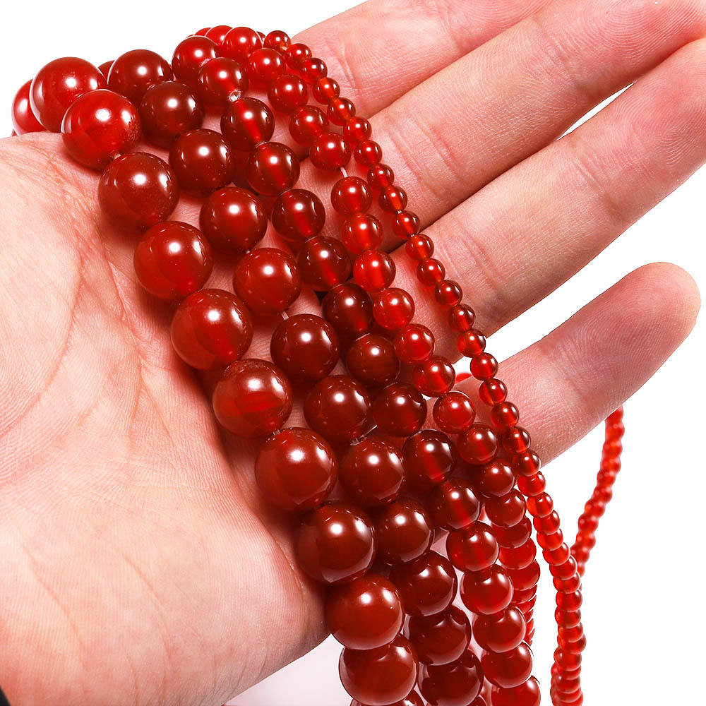 Carnelian Round beads AAA+ Grade, Deep Red - 15" Strand
