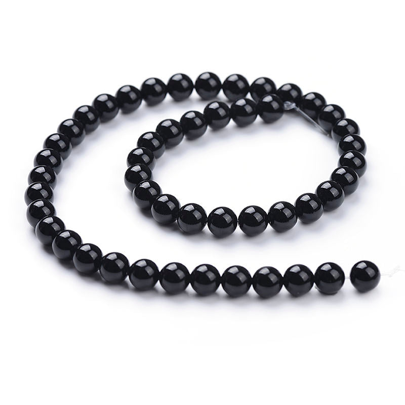 Black Onyx round beads AAA+ Grade - 15.5" Strand
