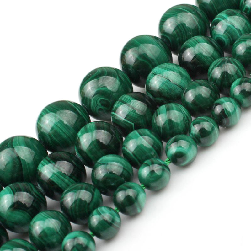 Malachite round beads AAA Grade - 15.5" Strand