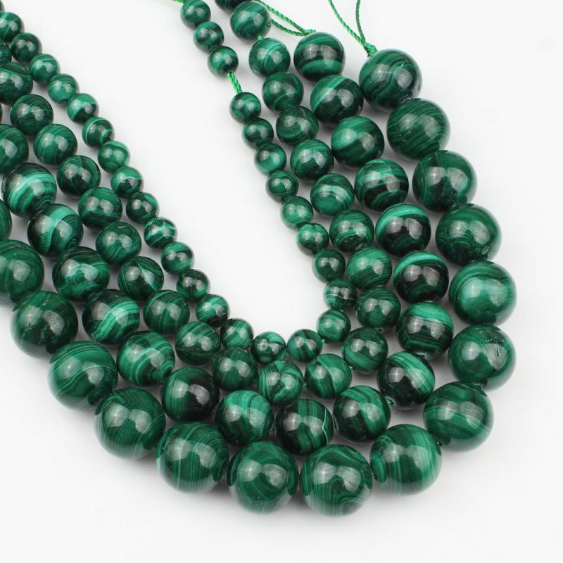 Malachite round beads AAA Grade - 15.5" Strand