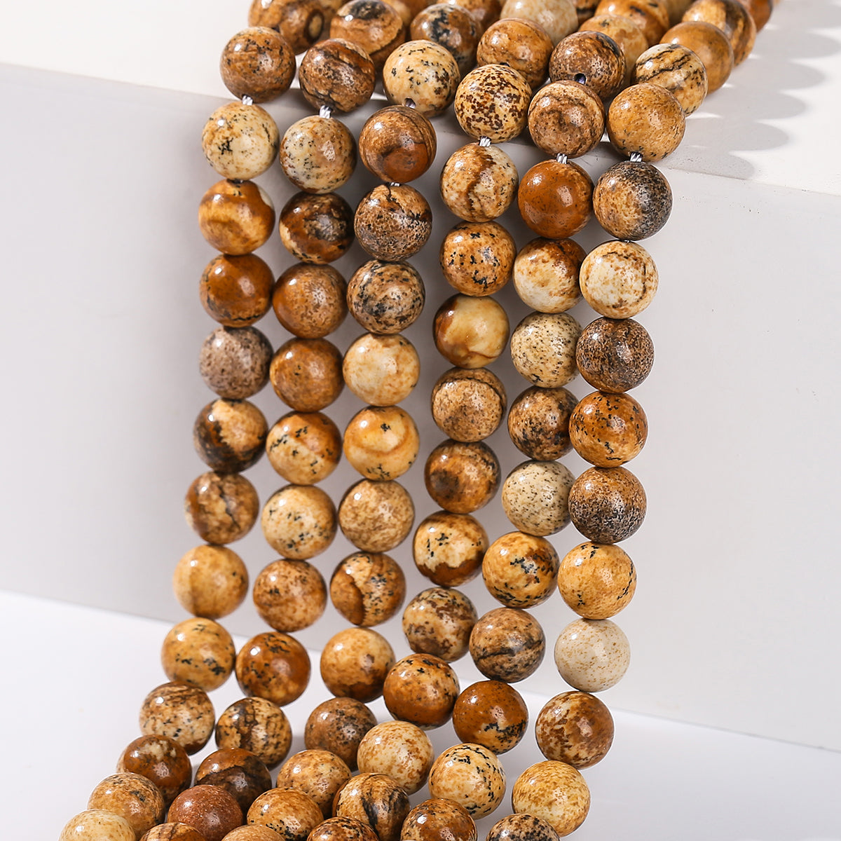 Picture Jasper Round beads AA Grade, Earthy Patterned, 15.5" Strand
