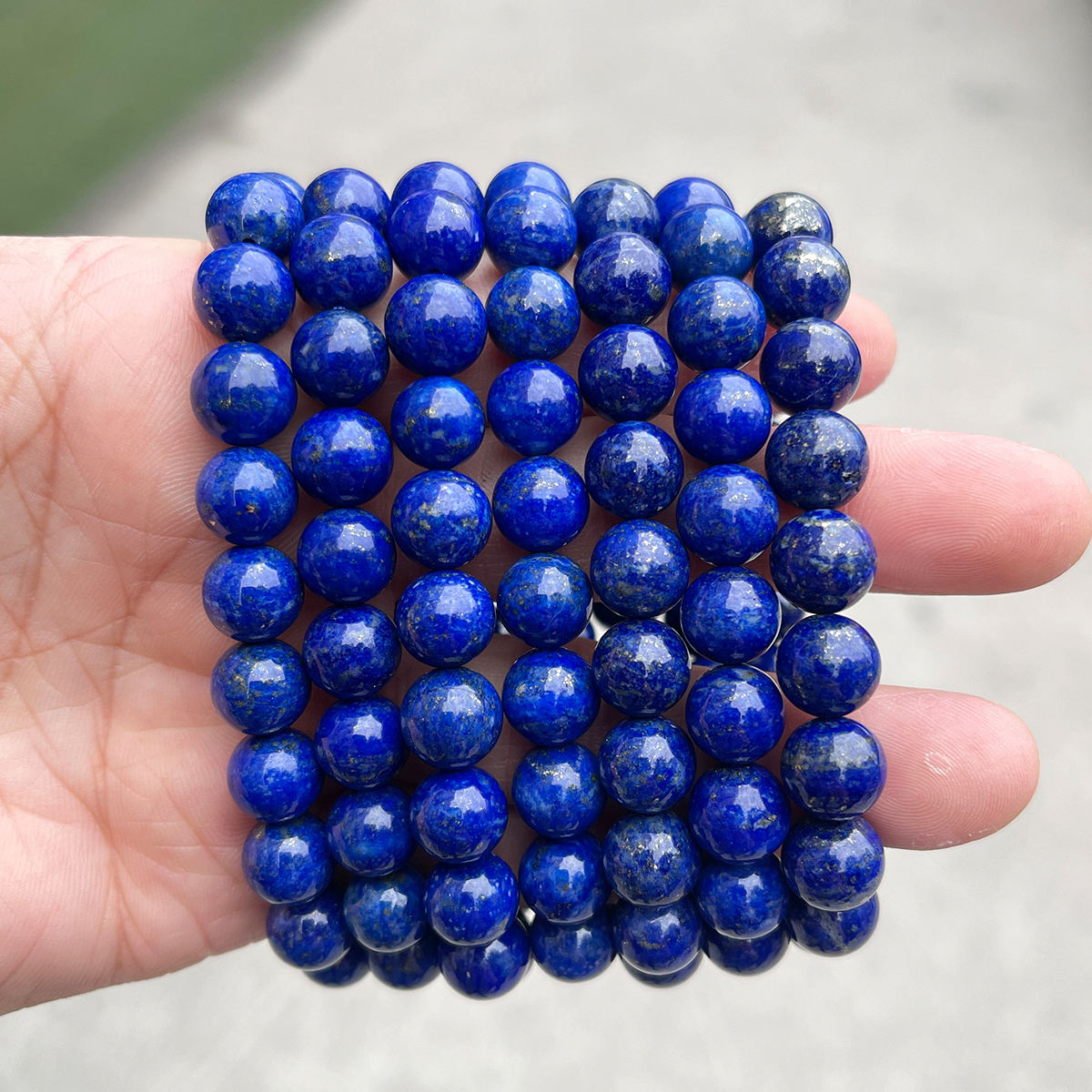Afghan Lapis Lazuli Bracelet – Premium Natural Gemstone 8mm Stretch Bracelet