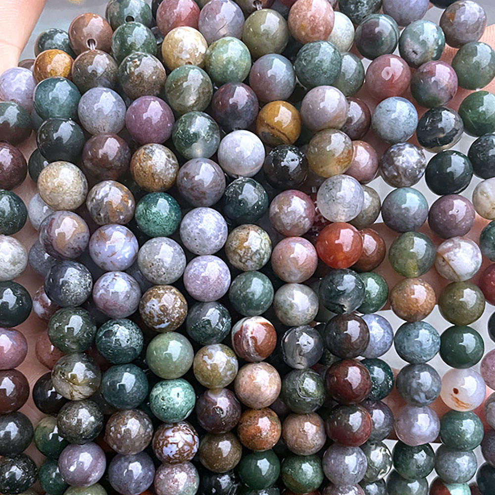 Indian Agata round Beads AA Grade - 15.5" Strand