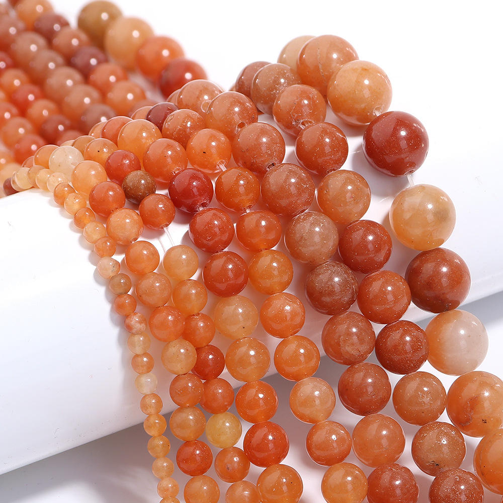 Red Aventurine round Beads AA Grade - 15.5" Strand