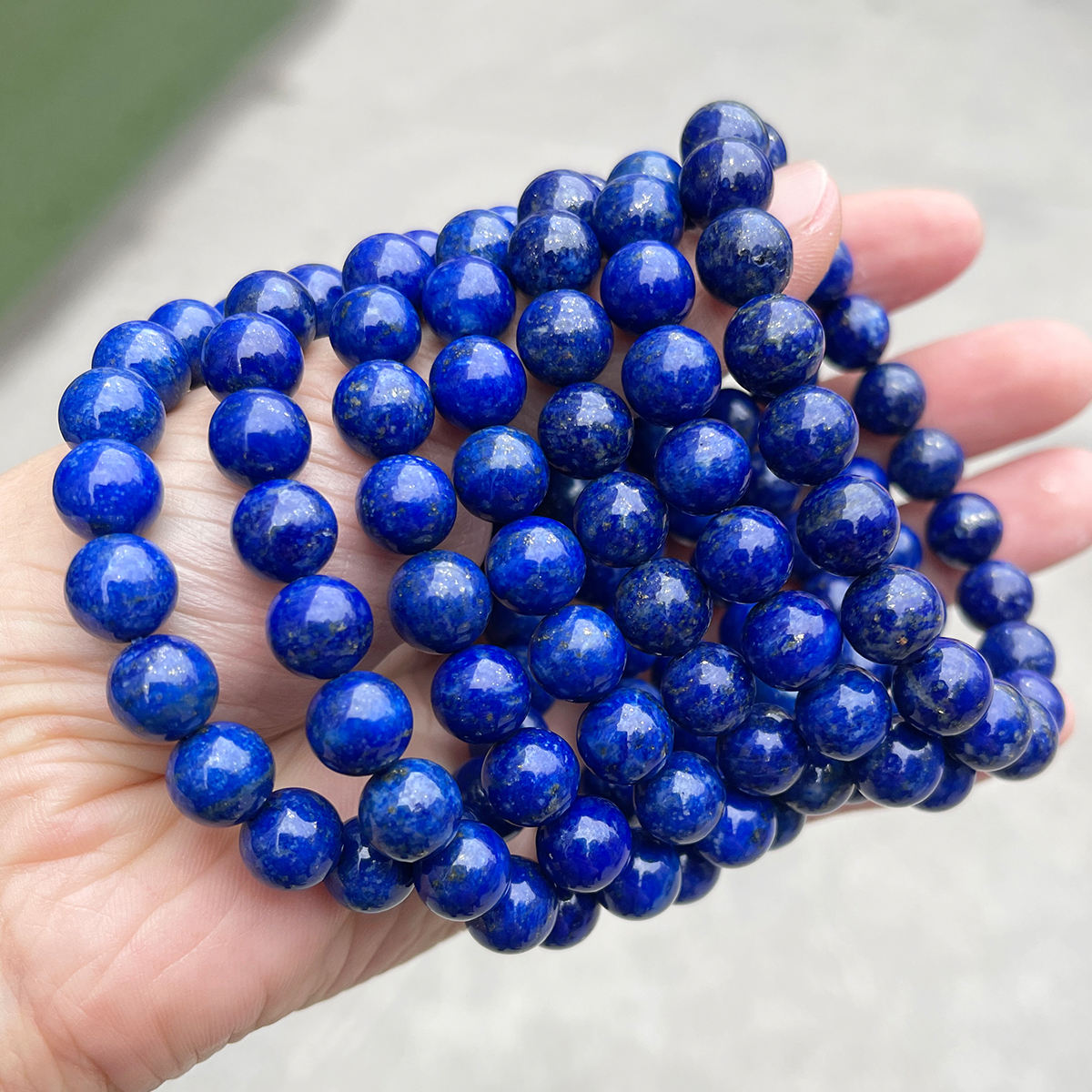 Afghan Lapis Lazuli Bracelet – Premium Natural Gemstone 8mm Stretch Bracelet