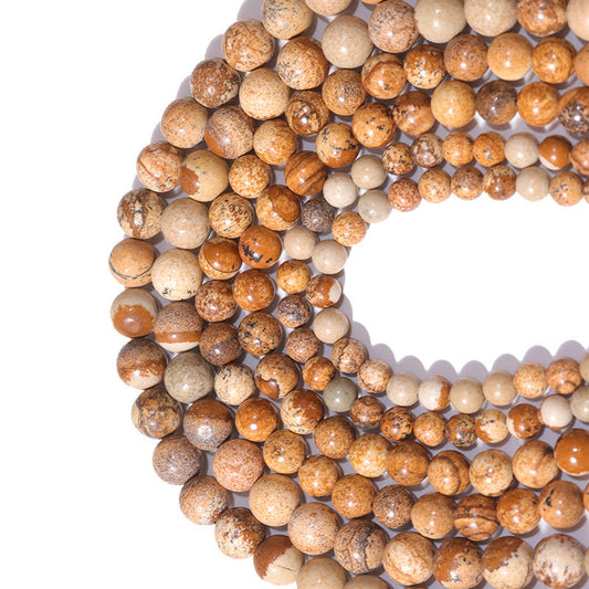 Picture Jasper Round beads AA Grade, Earthy Patterned, 15.5" Strand