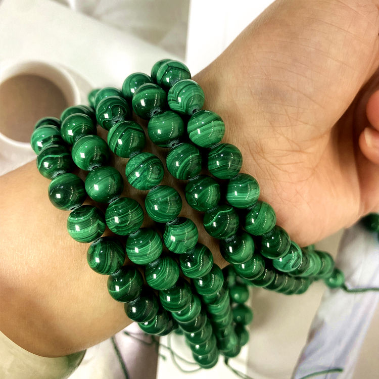 Malachite round beads AAA Grade - 15.5" Strand