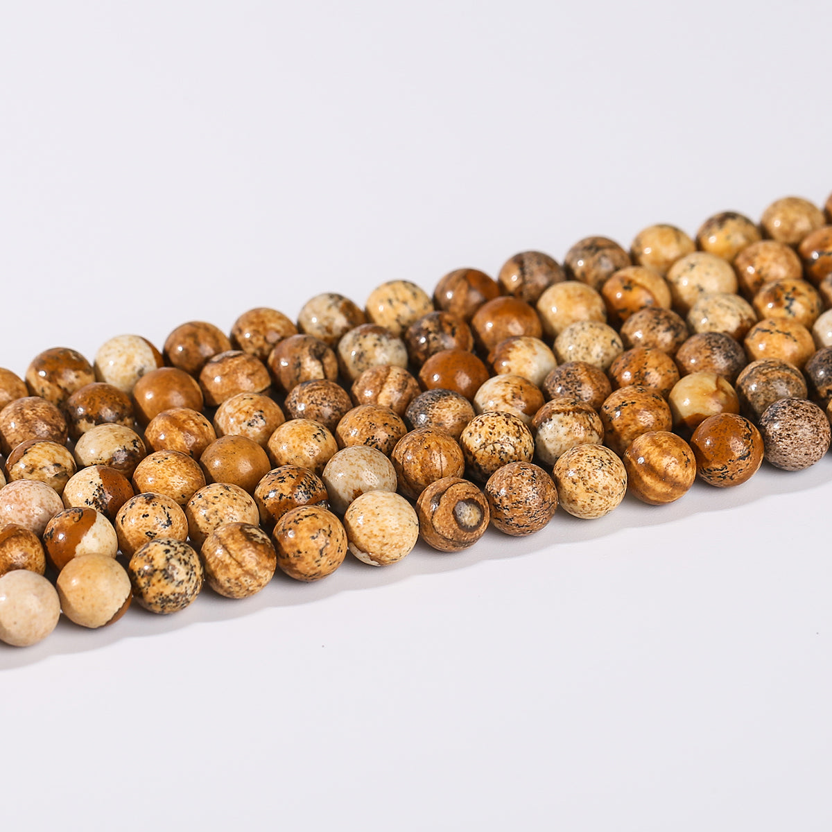 Picture Jasper Round beads AA Grade, Earthy Patterned, 15.5" Strand