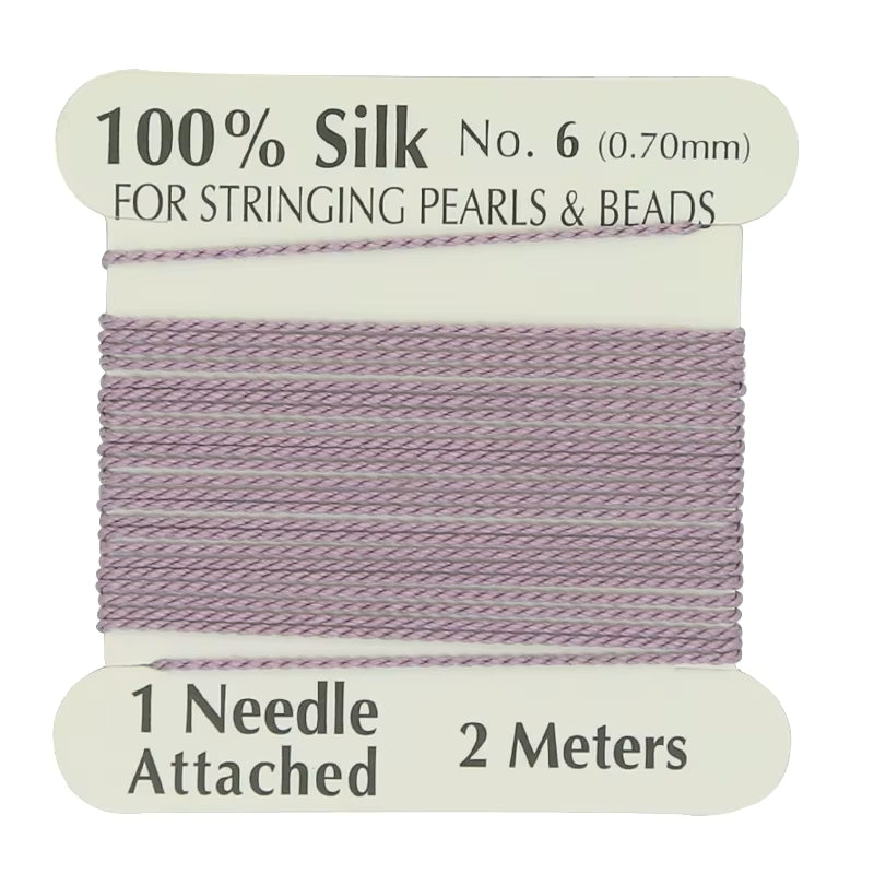 Natural Silk Thread 0.6mm for Beading & Jewellery Making with Needle