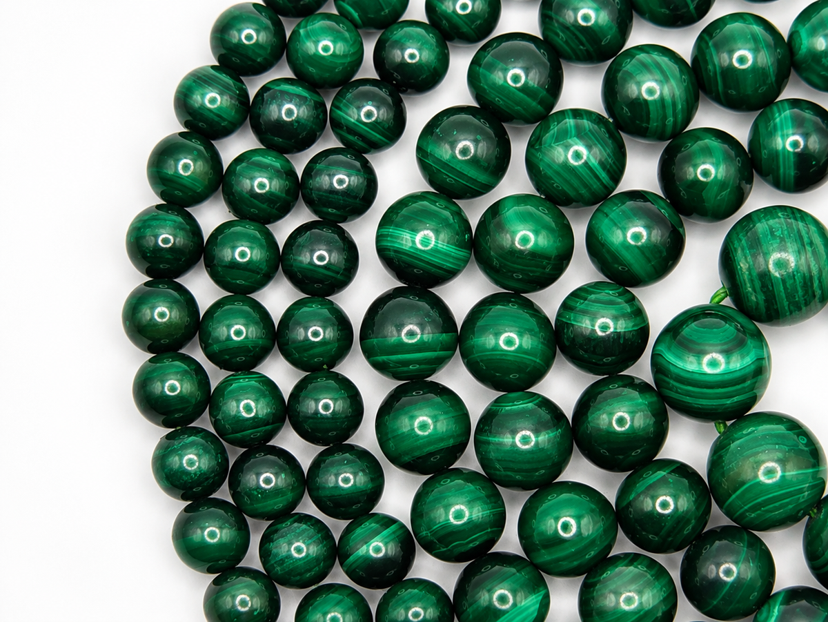 Malachite round beads AAA Grade - 15.5" Strand
