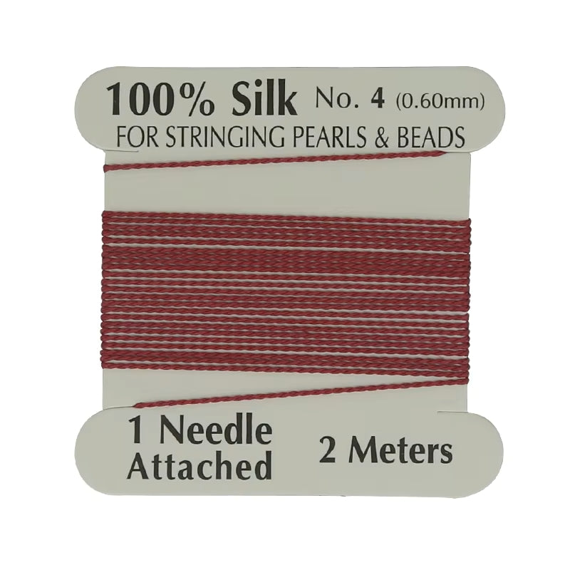 Natural Silk Thread 0.6mm for Beading & Jewellery Making with Needle