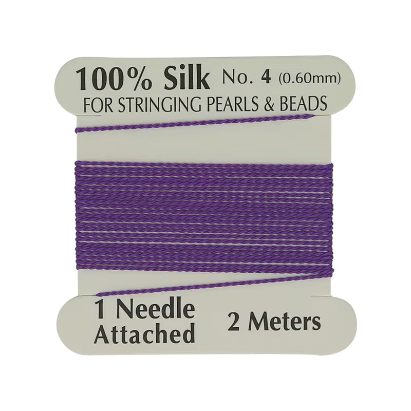 Natural Silk Thread 0.6mm for Beading & Jewellery Making with Needle