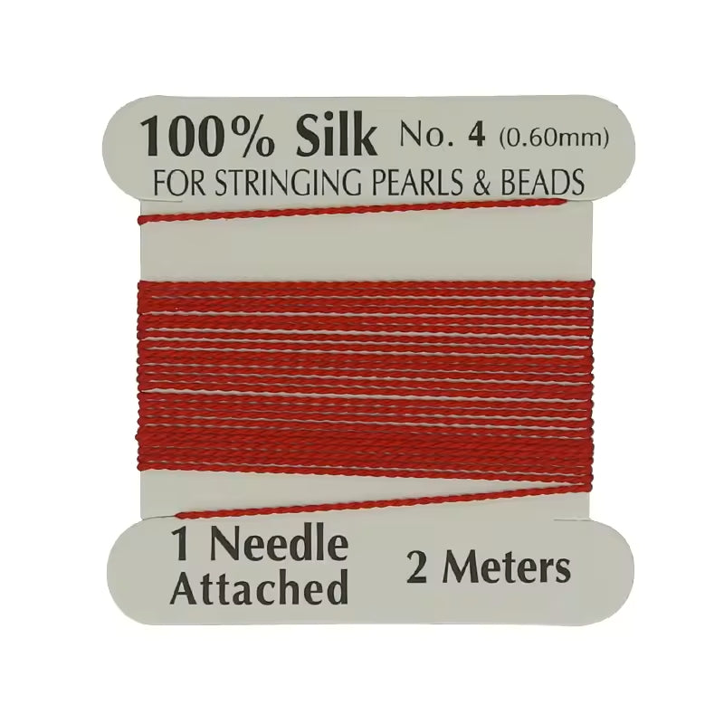 Natural Silk Thread 0.6mm for Beading & Jewellery Making with Needle