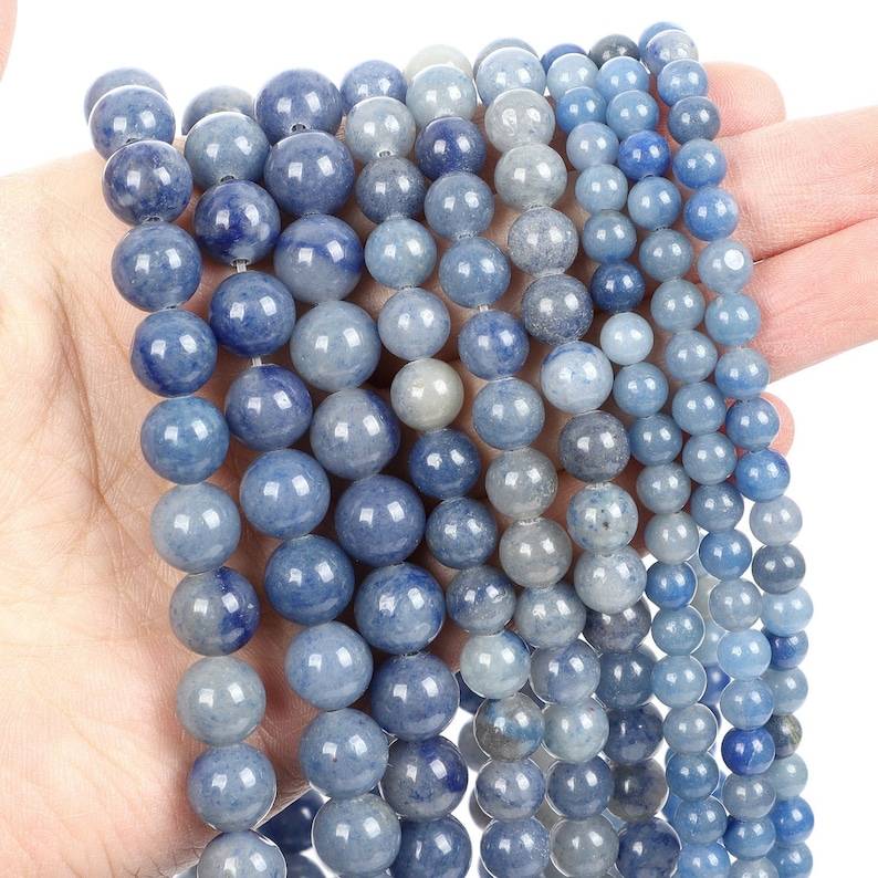 Blue Aventurine round Beads AA Grade - 15.5" Strand