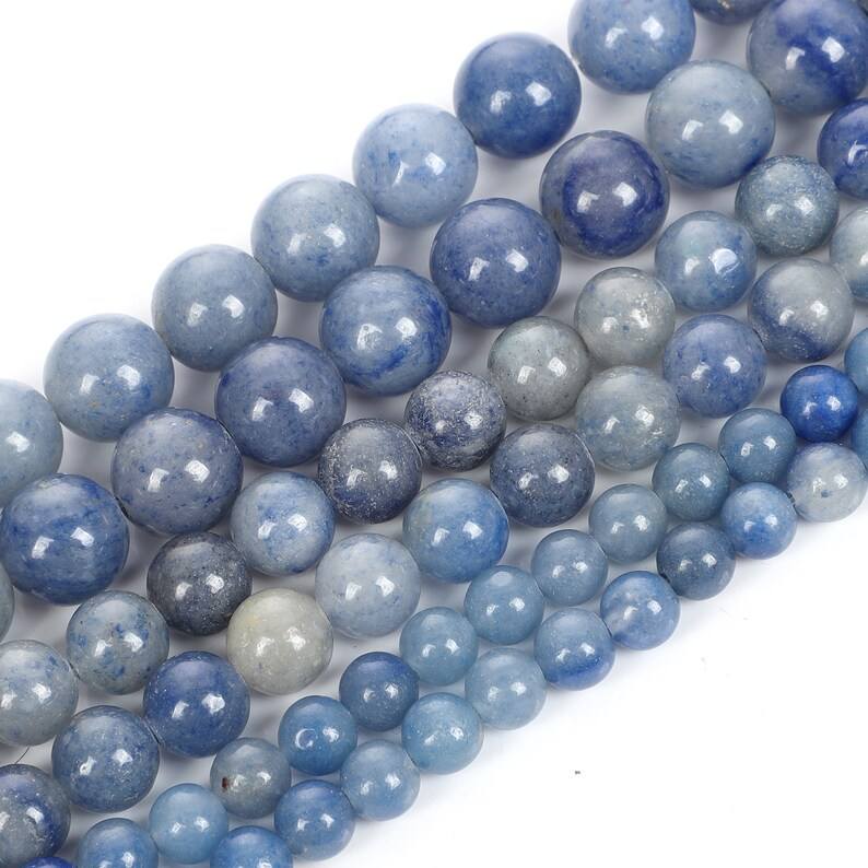 Blue Aventurine round Beads AA Grade - 15.5" Strand