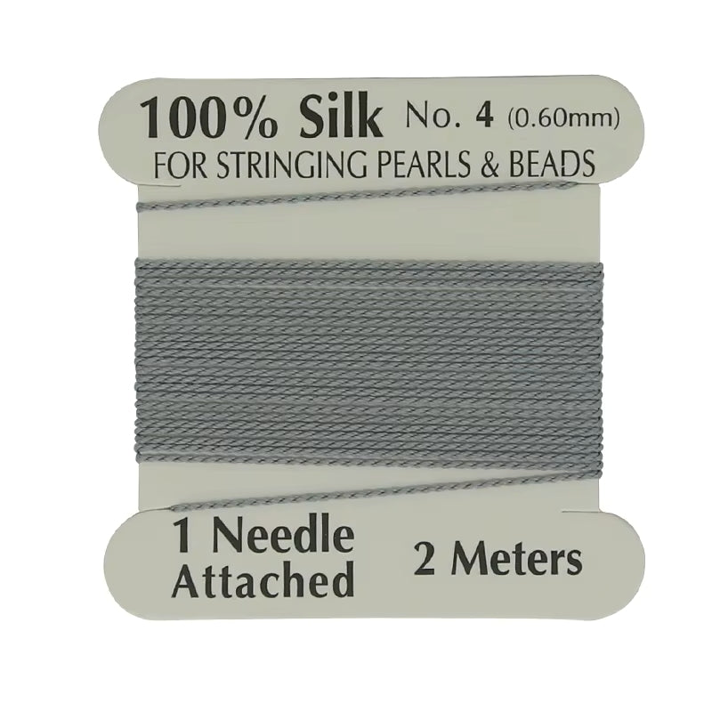 Natural Silk Thread 0.6mm for Beading & Jewellery Making with Needle