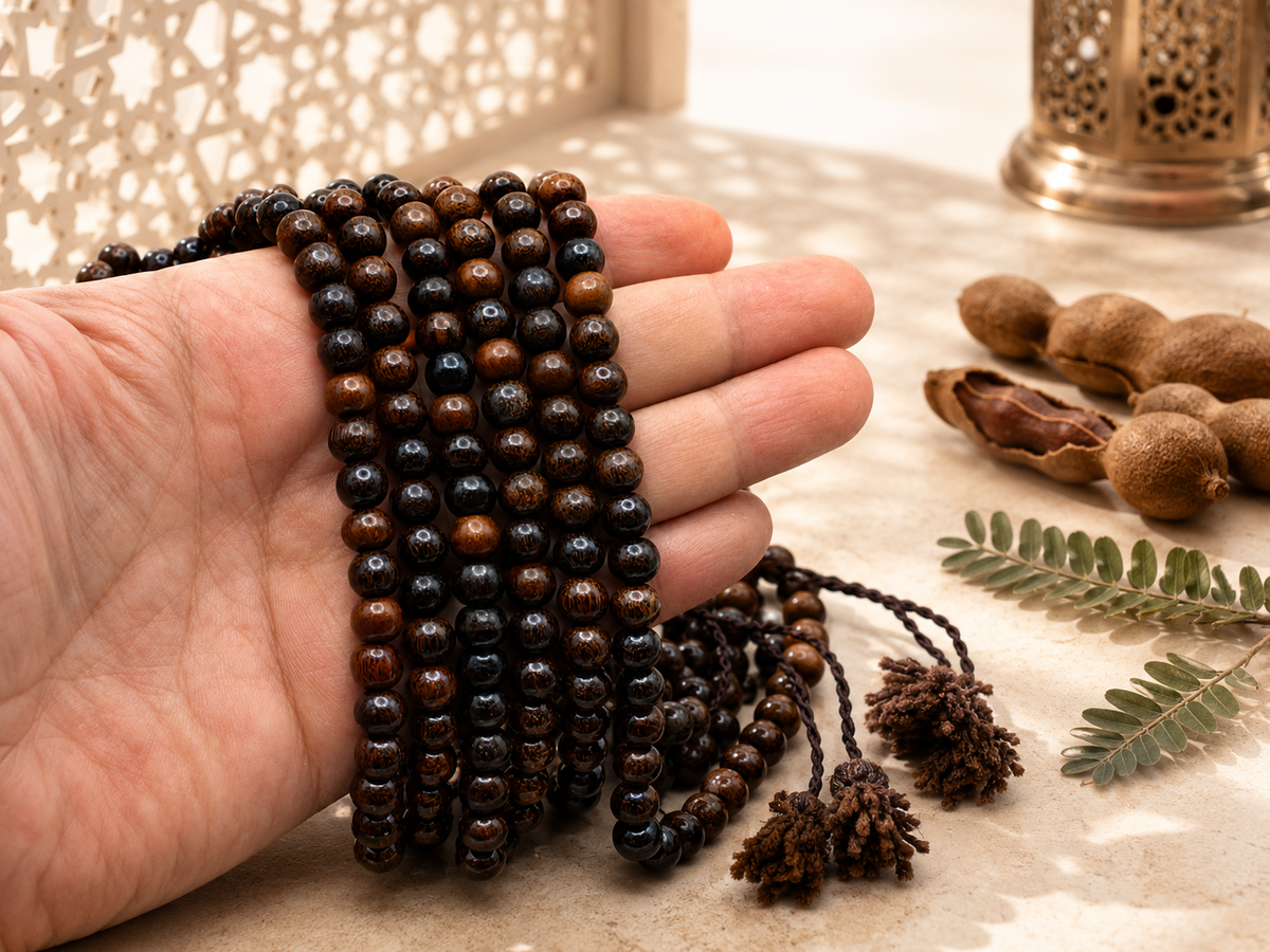 Tamarind Wood Tasbih – 8mm, Premium 100 Bead Prayer Beads