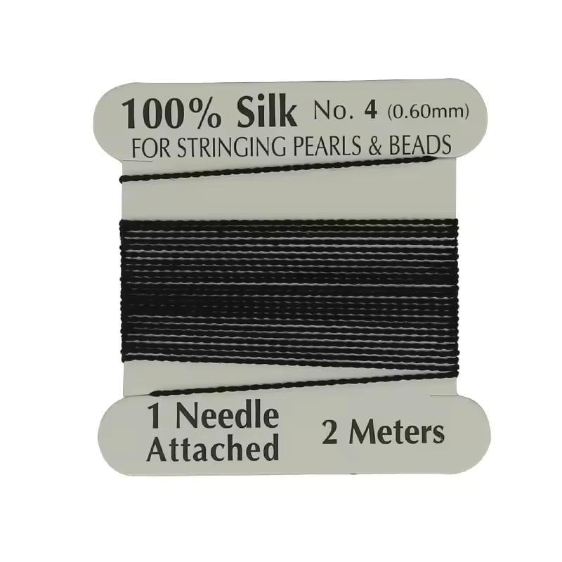 Natural Silk Thread 0.6mm for Beading & Jewellery Making with Needle
