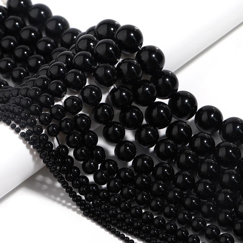 Black Onyx Round beads AAA+ Grade - 15.5" Strand