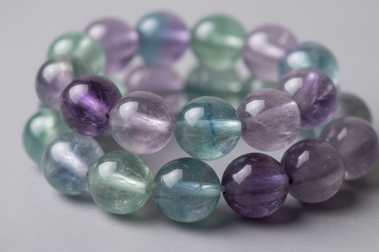 AAA fluorite beads with natural translucent crystal texture
