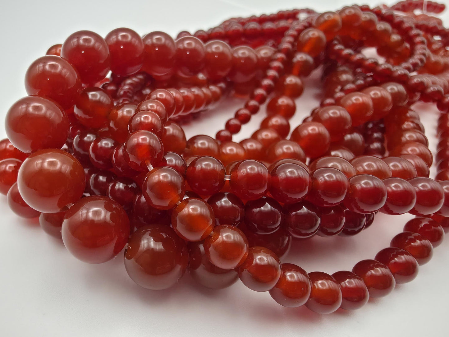 Carnelian Round beads AAA+ Grade, Deep Red - 15" Strand