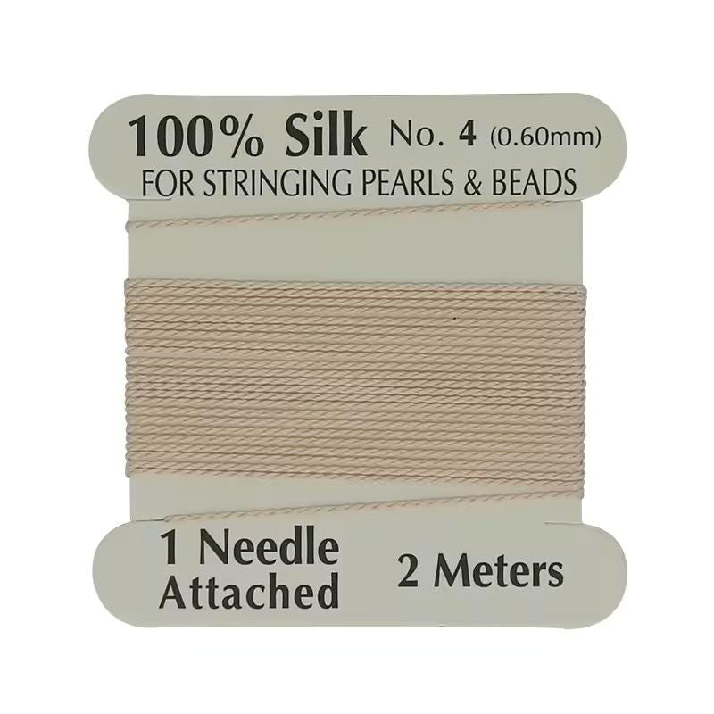 Natural Silk Thread 0.6mm for Beading & Jewellery Making with Needle