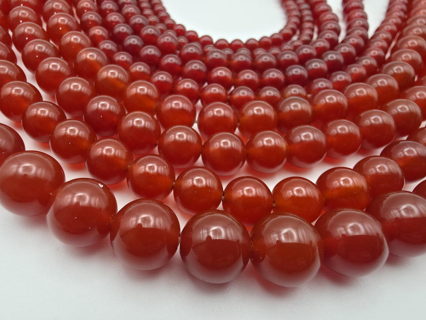 Carnelian Round beads AAA+ Grade, Deep Red - 15" Strand