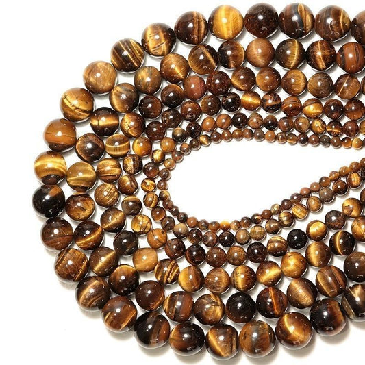 Tiger's Eye Round beads AAA+ Grade, Golden Brown - 15.5" Strand