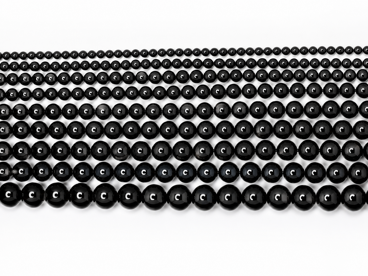 Black Obsidian Round beads AA Grade - 15.5" Strand