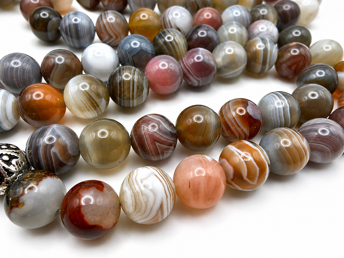 Botswana Agate Tasbih – 8mm, 99 Beads with Sterling Silver
