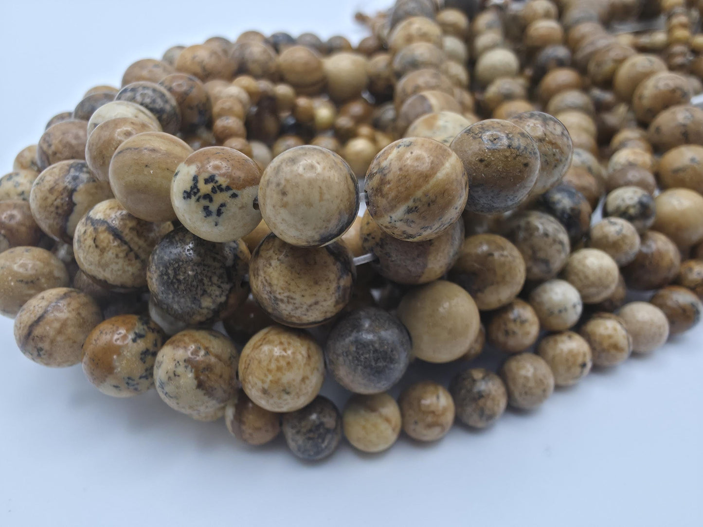 Picture Jasper Round beads AA Grade, Earthy Patterned, 15.5" Strand