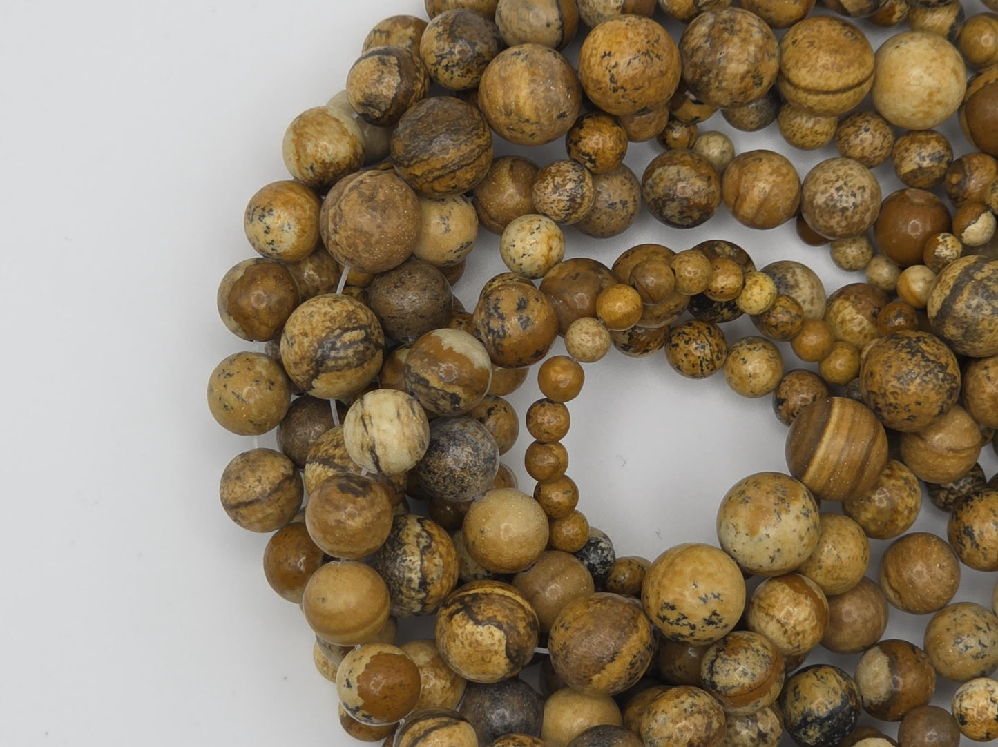 Picture Jasper Round beads AA Grade, Earthy Patterned, 15.5" Strand