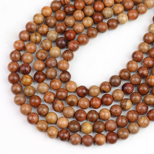 Burmese Rosewood Round beads AA Grade – 15" Strand