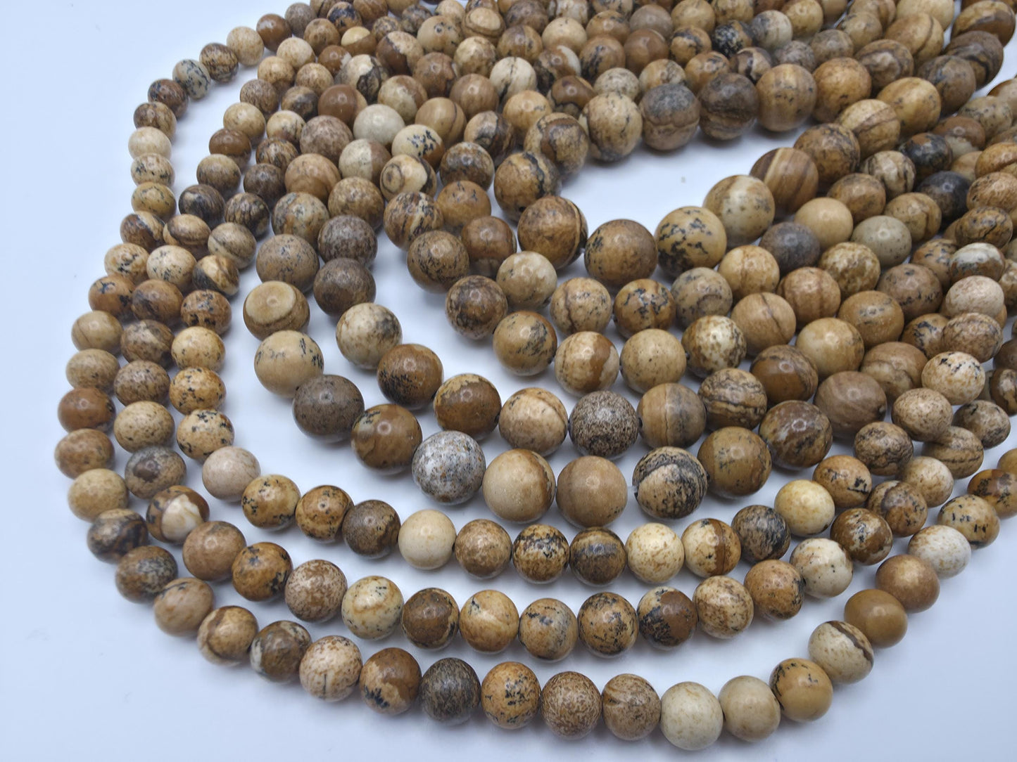 Picture Jasper Round beads AA Grade, Earthy Patterned, 15.5" Strand