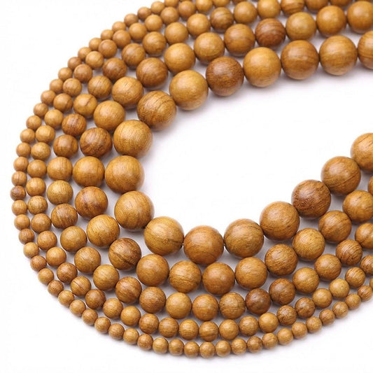 Golden Sandalwood Round beads AA Grade – 15.5" Strand