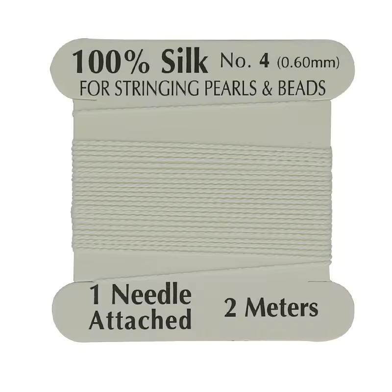 Natural Silk Thread 0.6mm for Beading & Jewellery Making with Needle