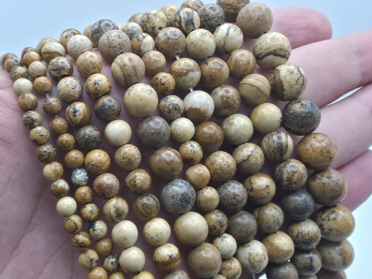 Picture Jasper Round beads AA Grade, Earthy Patterned, 15.5" Strand