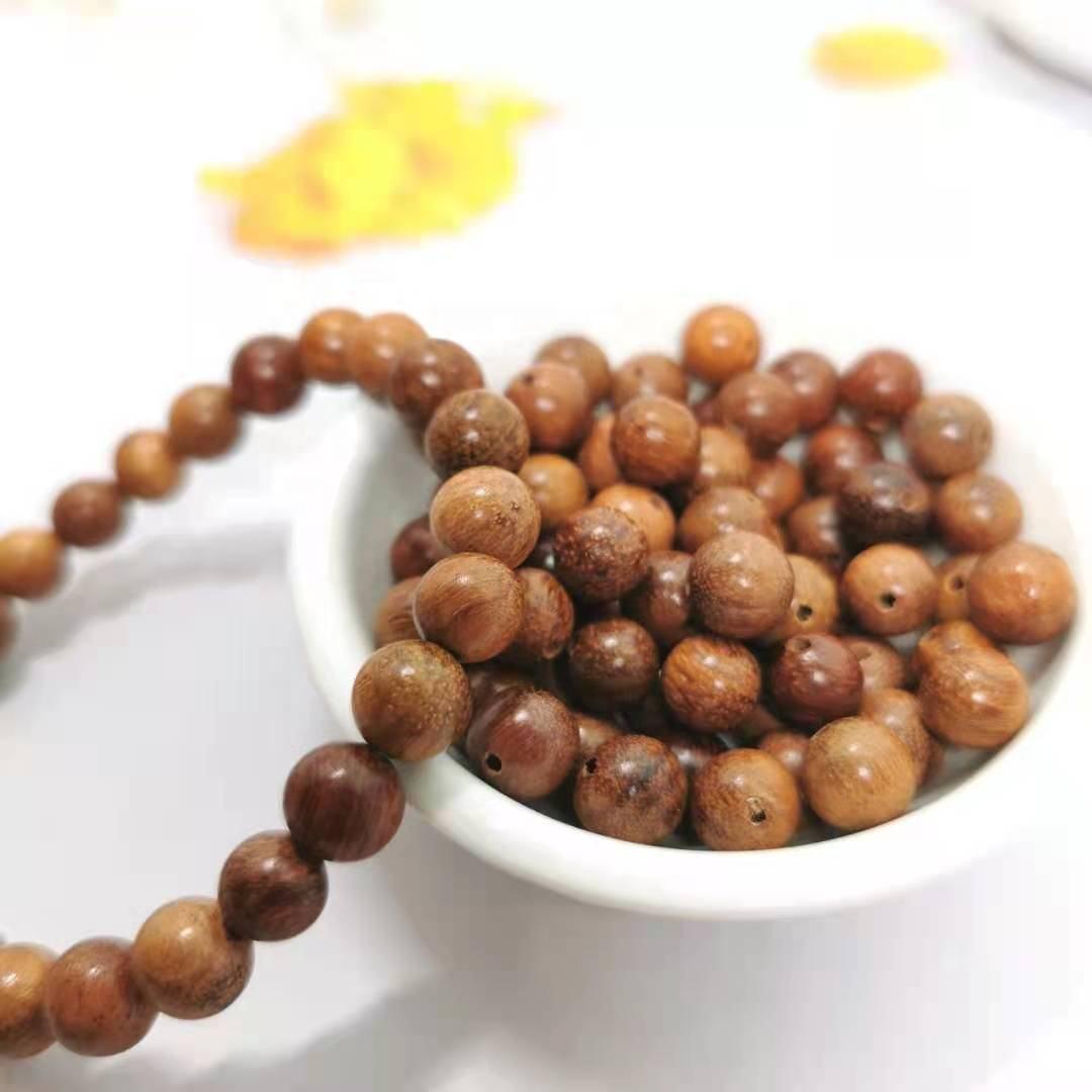 Golden Sandalwood Round beads AA Grade – 15" Strand