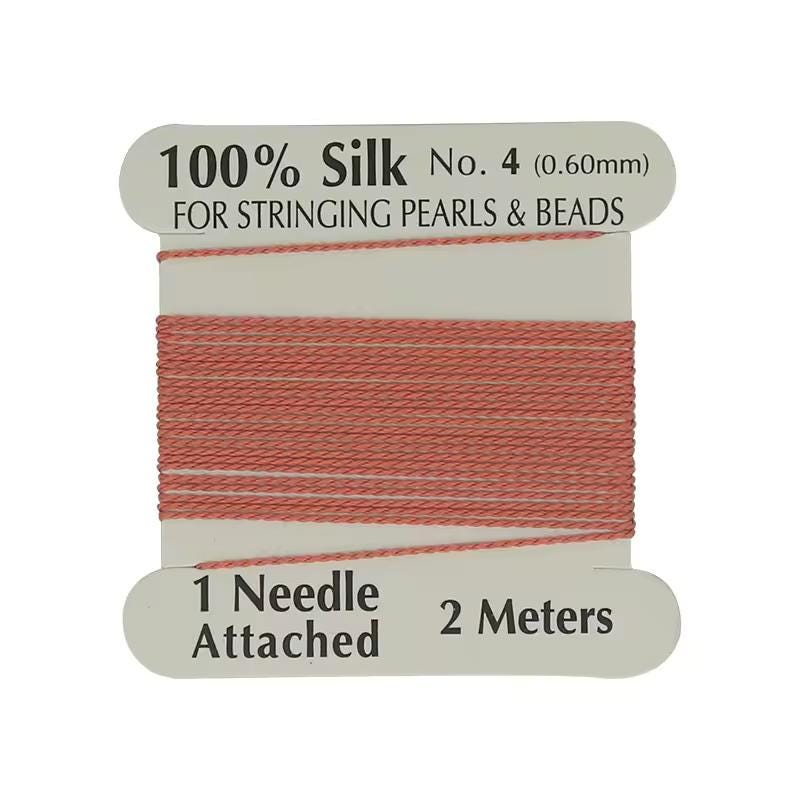 Natural Silk Thread 0.6mm for Beading & Jewellery Making with Needle