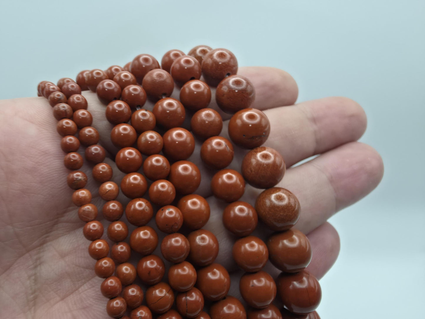 Red Jasper Round beads AAA Grade, Deep Brick-Red – 15.5" Strand