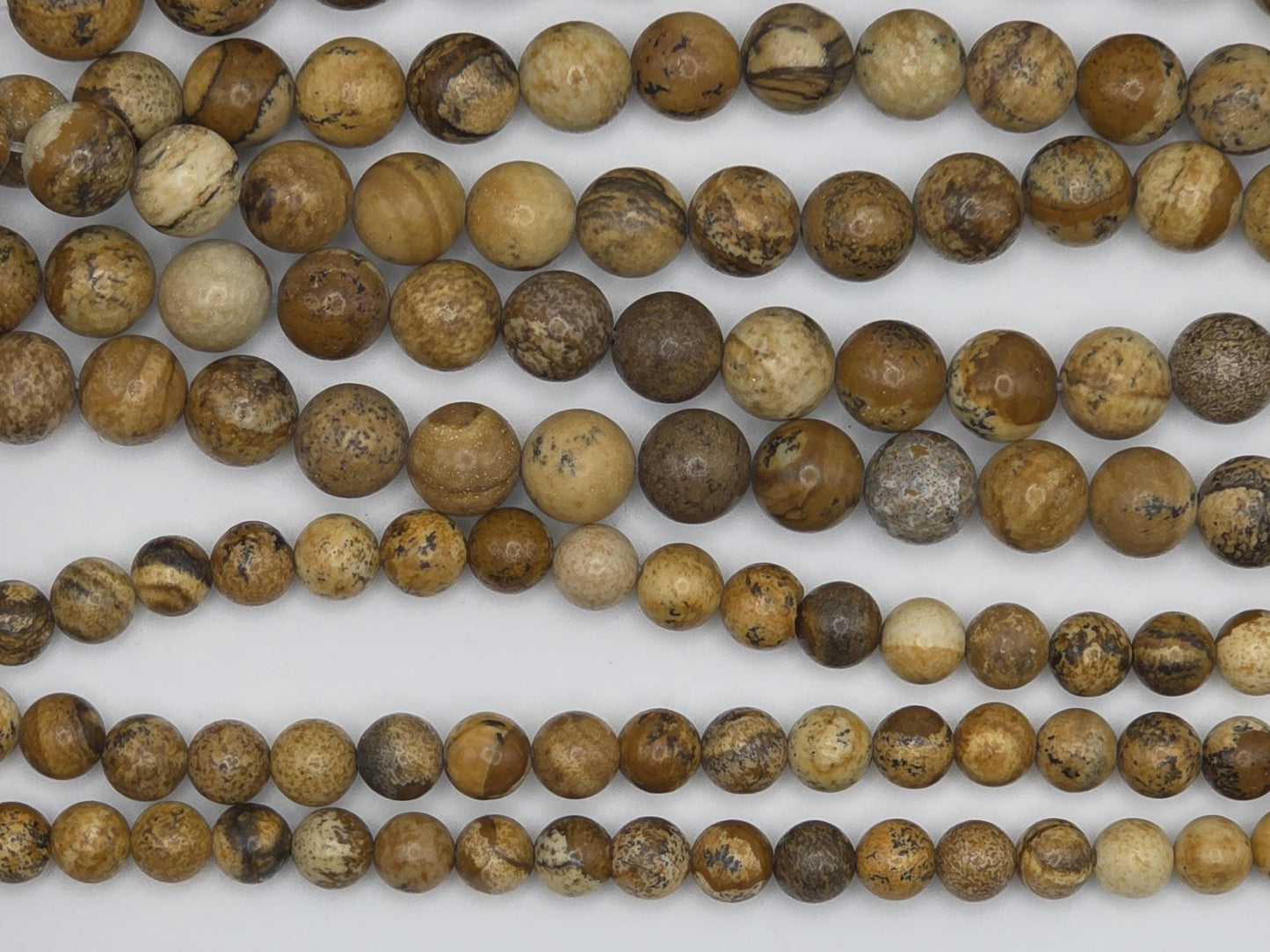 Picture Jasper Round beads AA Grade, Earthy Patterned, 15.5" Strand
